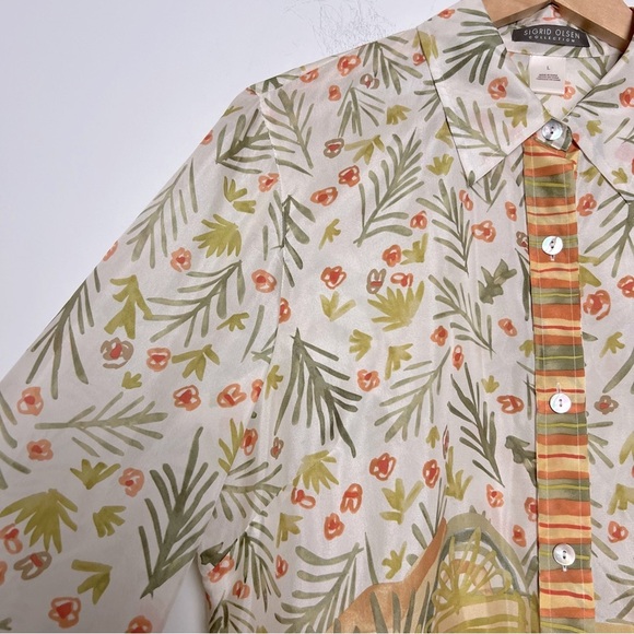 Sigrid Olsen Collection Novelty Floral Print Silk Button Up Shirt NEW - Picture 5 of 15